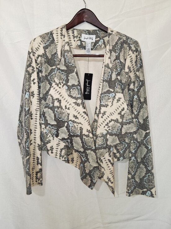 Joseph Ribkoff Snakeskin Print Open Front Cardigan Light Drape Jacket Sz 10 NEW - Picture 2 of 14